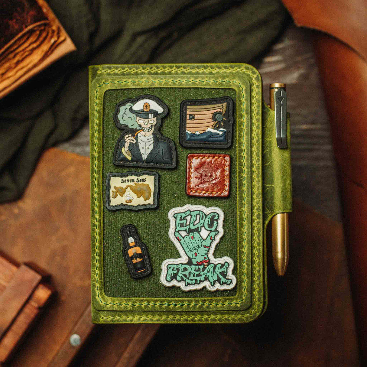 Pirate Goods Quartermaster v2 Passport Wallet – Leather Travel EDC Organizer with Velcro Panel & Field Notes Holder