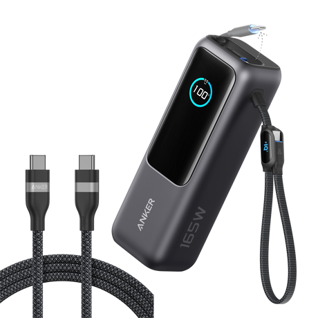 Anker Laptop Power Bank (25K, 165W, Built-In and Retractable Cables)
