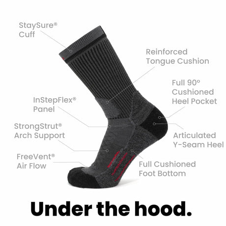 8 Pairs Graphite - Hike Crew Midweight Merino Wool Sock