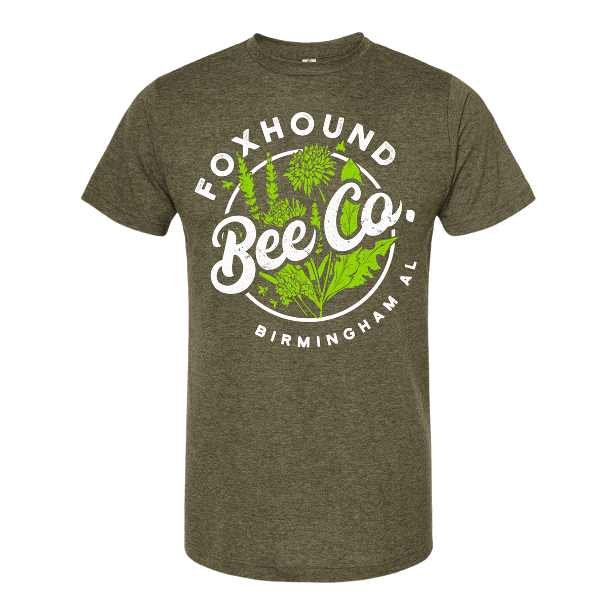 Heather Military Green Round Short Sleeve Shirt