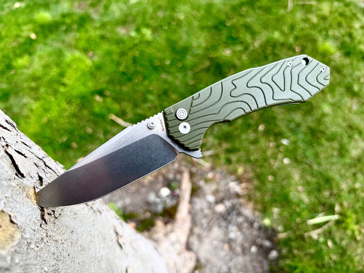 OD Green G10 - Topo-Trekker D2 Pocket Knife By Maratac®