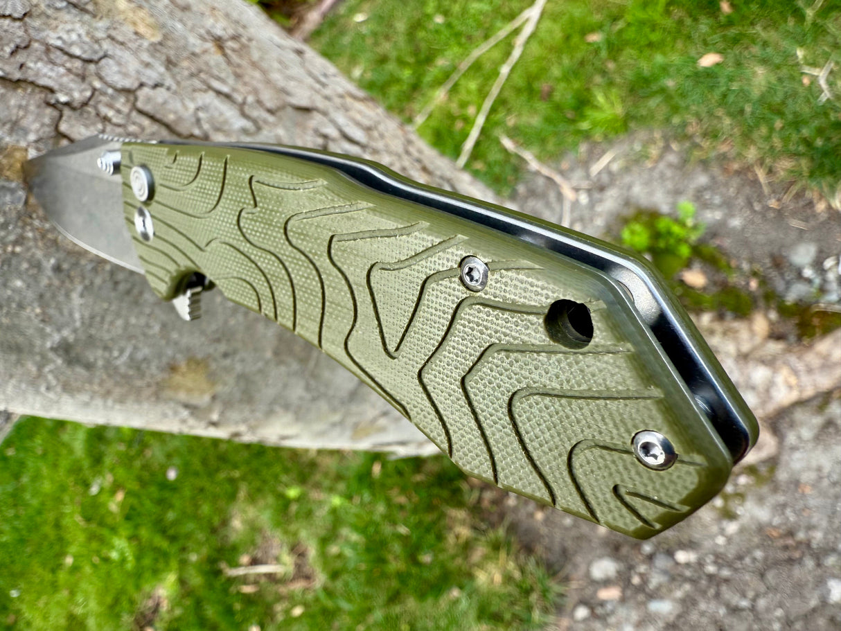 OD Green G10 - Topo-Trekker D2 Pocket Knife By Maratac®