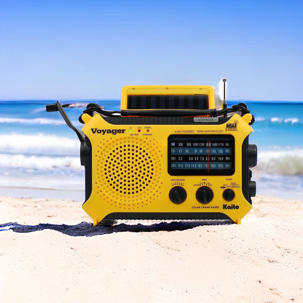 Kaito KA500 AM FM Shortwave Solar Crank Emergency Weather Alert Radio Yellow