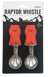2-Piece Plastic Raptor Whistle with Key Chain & Zipper Ring