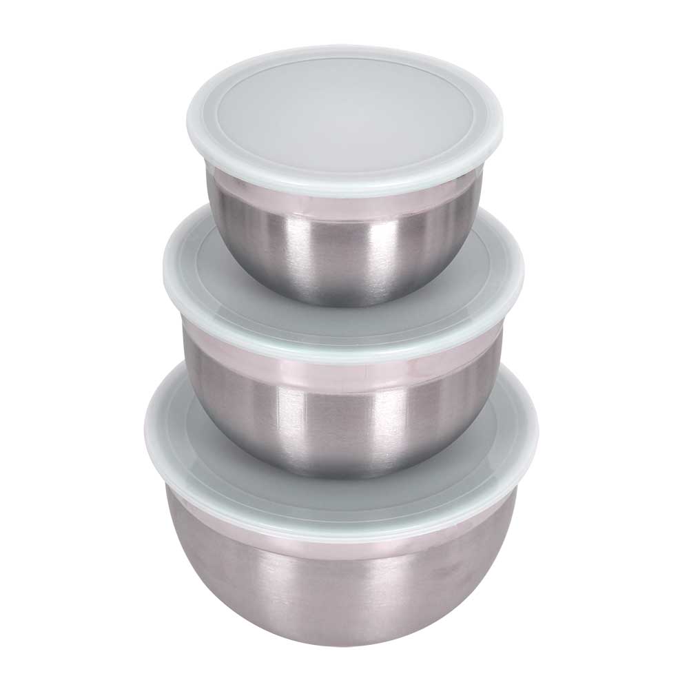3 Pc Large Stainless Steel Bowl Set - 3, 5 & 8 Qt