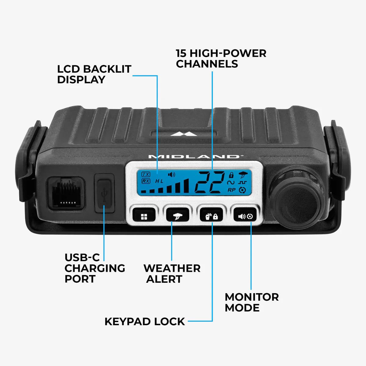 Midland GMRS MXT115AGR - 15-Watt Harvest Bundle