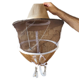 Round Hat with Veil and Straps