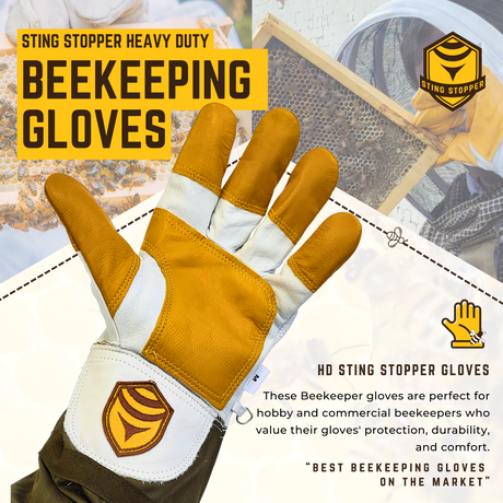 Sting Stopper Heavy Duty Goat Skin Beekeeping Gloves - Olive Green