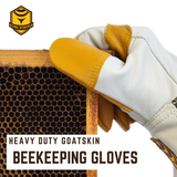 Sting Stopper Heavy Duty Goat Skin Beekeeping Gloves - Olive Green