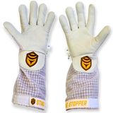Sting Stopper Ventilated Goat Skin Beekeeping Gloves - Beekeeper White