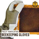 Sting Stopper Ventilated Goat Skin Beekeeping Gloves - Olive Green