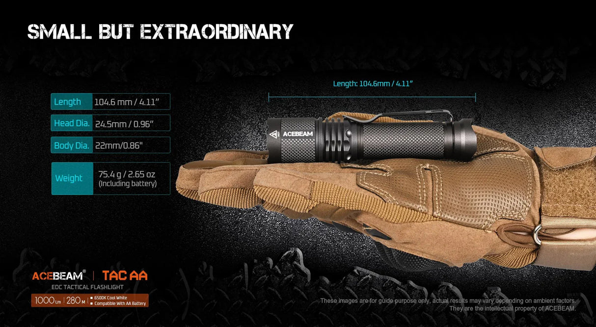 Exclusive Acebeam TAC Flashlight AA / 14500 ( Includes USB-C 14500 Rechargeable Battery )