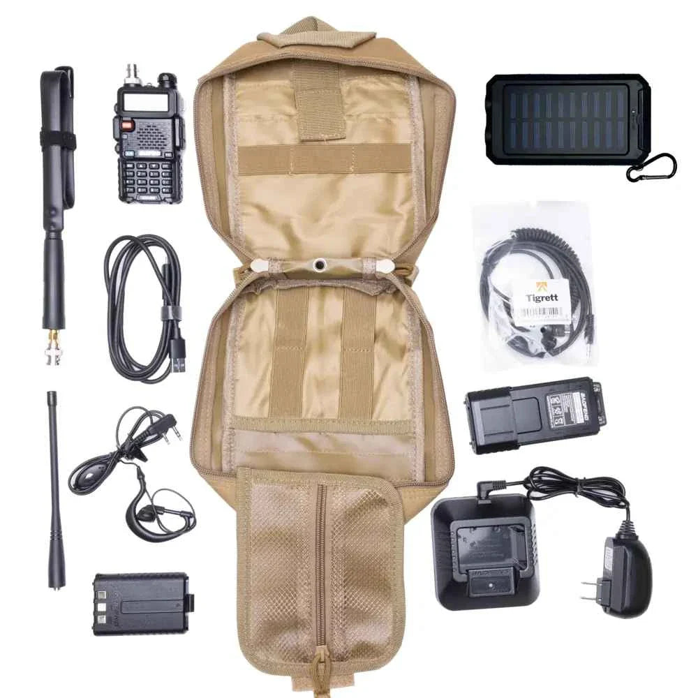 UV5R Radio Go Bag with Solar Charger Bugout Kit