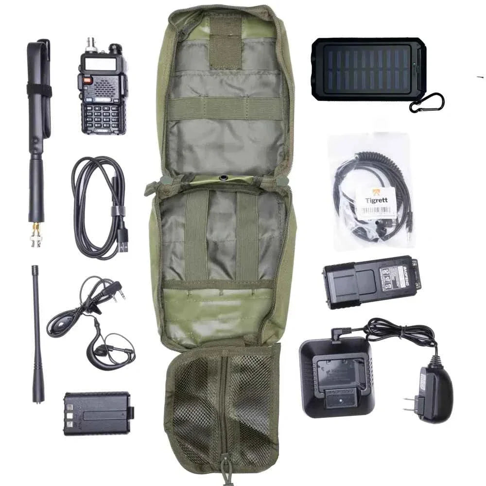 UV5R Radio Go Bag with Solar Charger Bugout Kit