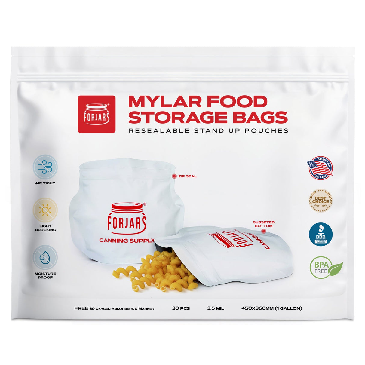 30 count 1 Gallon Mylar Bags