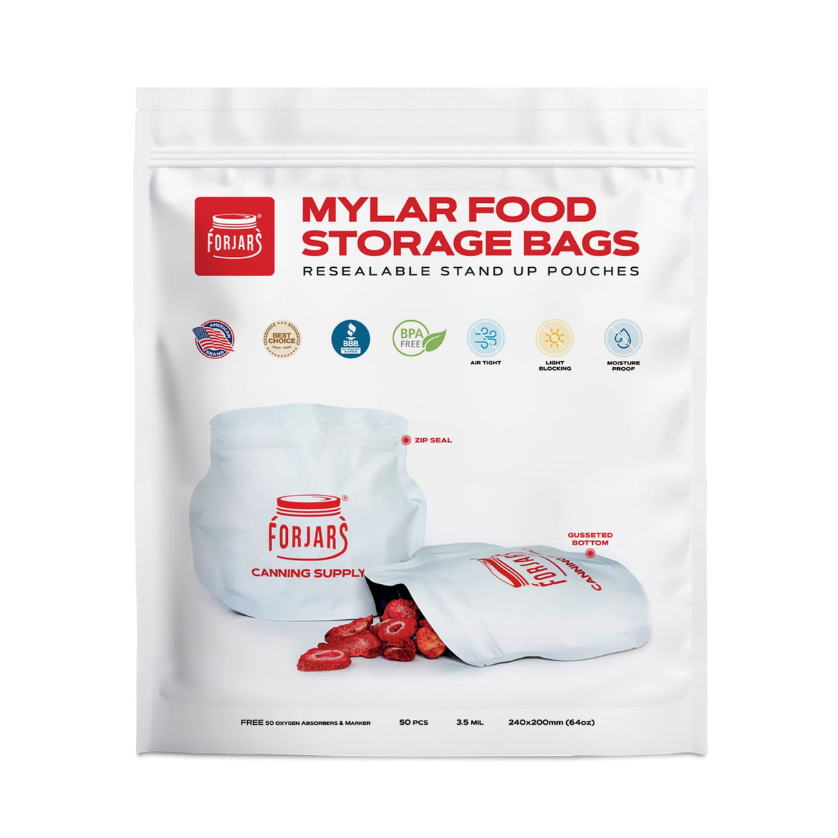 50 count 64oz Mylar Bags