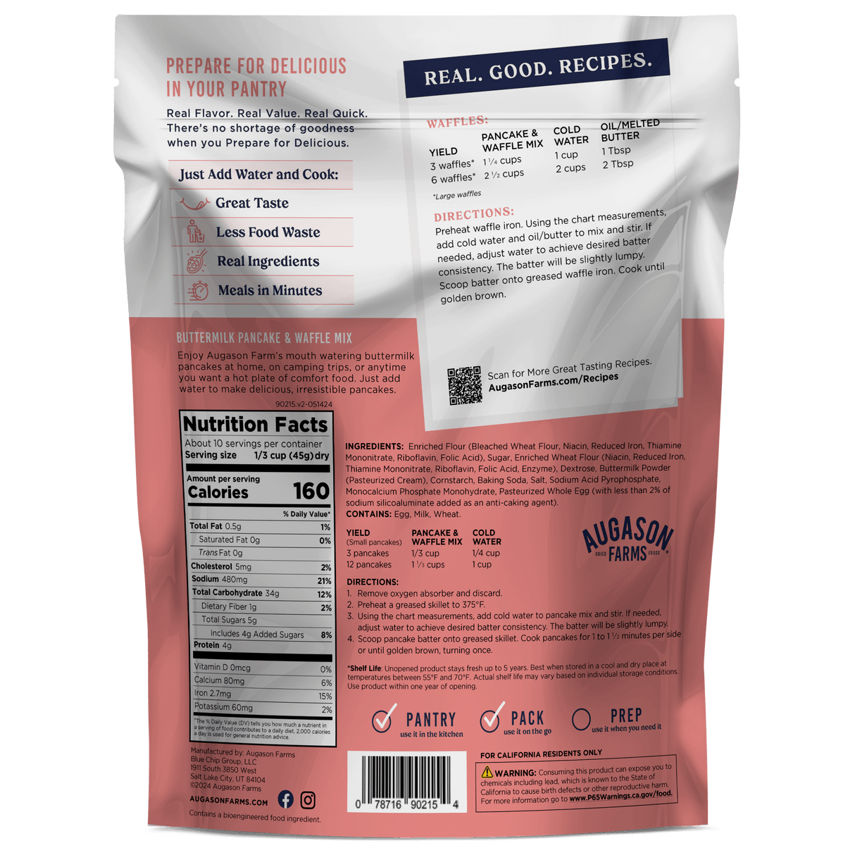 Buttermilk Pancake & Waffle Mix Pouch, 10 Servings