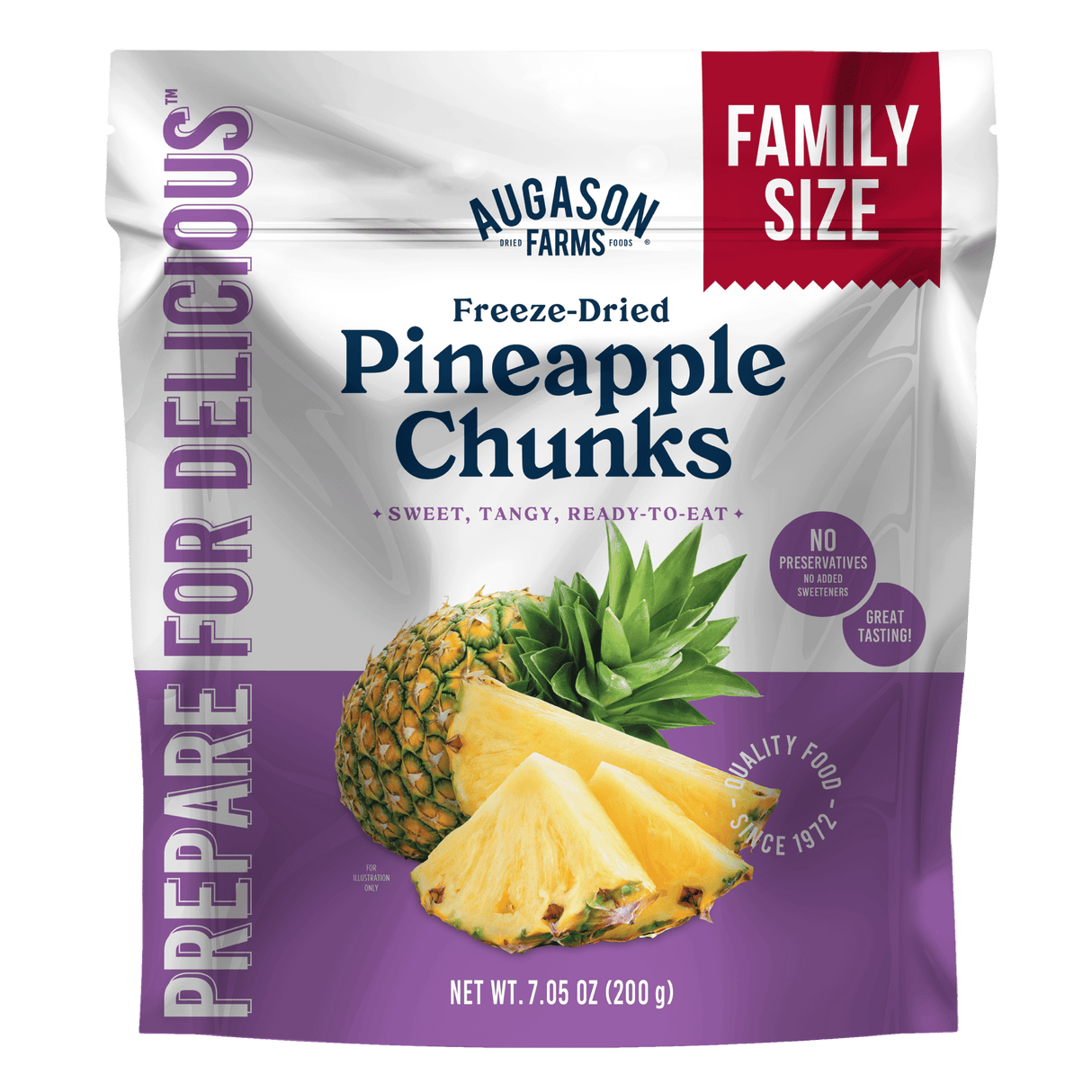 Freeze Dried Pineapple Chunks Family Size Pouch, 20 Servings