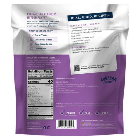 Freeze Dried Pineapple Chunks Family Size Pouch, 20 Servings