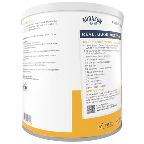 Cooked Freeze Dried White Meat Chicken Dices Can, 15 Servings