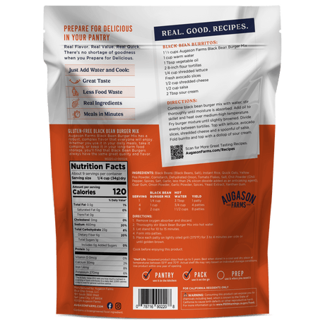 Gluten Free Black Bean Burger Mix Pouch, 9 Servings