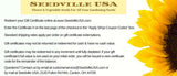 Seedville USA Shop Gift Certificate - Sunflower Design - By Email or Postal Mail - You Choose Amount
