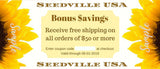 Seedville USA Shop Gift Certificate - Sunflower Design - By Email or Postal Mail - You Choose Amount