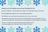 Seedville USA Shop Gift Certificate - Season's Greetings Hanukkah or Christmas Design - By Email or Postal Mail - You Choose Amount