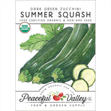 Dark Green Zucchini Summer Squash Seeds (Organic)