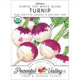 Purple Top White Globe Turnip Seeds (Organic)