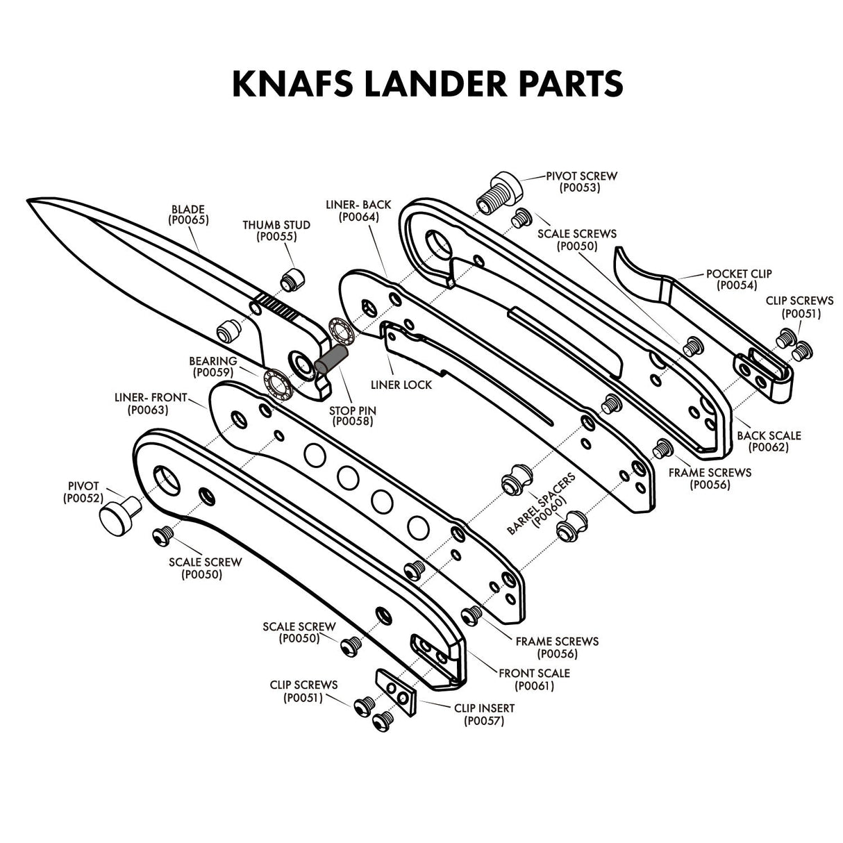 Lander 1 Pocket Knife Rebuild Kit - Satin