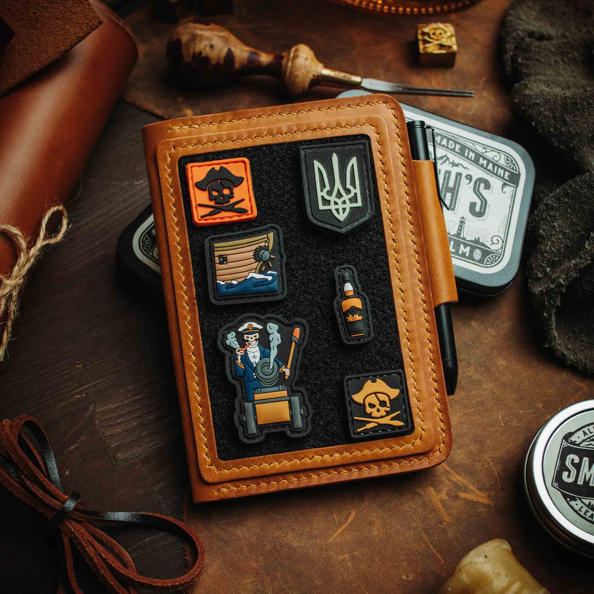Pirate Goods Quartermaster v2 Passport Wallet – Leather Travel EDC Organizer with Velcro Panel & Field Notes Holder