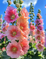 25 PEACH HOLLYHOCK Alcea Rosea Flower Seeds Perennial