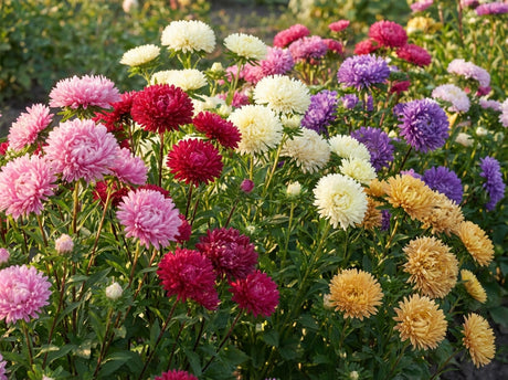 30 MIXED PAEONY ASTER Callistephus Duchess Peony Red Pink White Blue Purple Yellow Coral Apricot French Flower Seeds