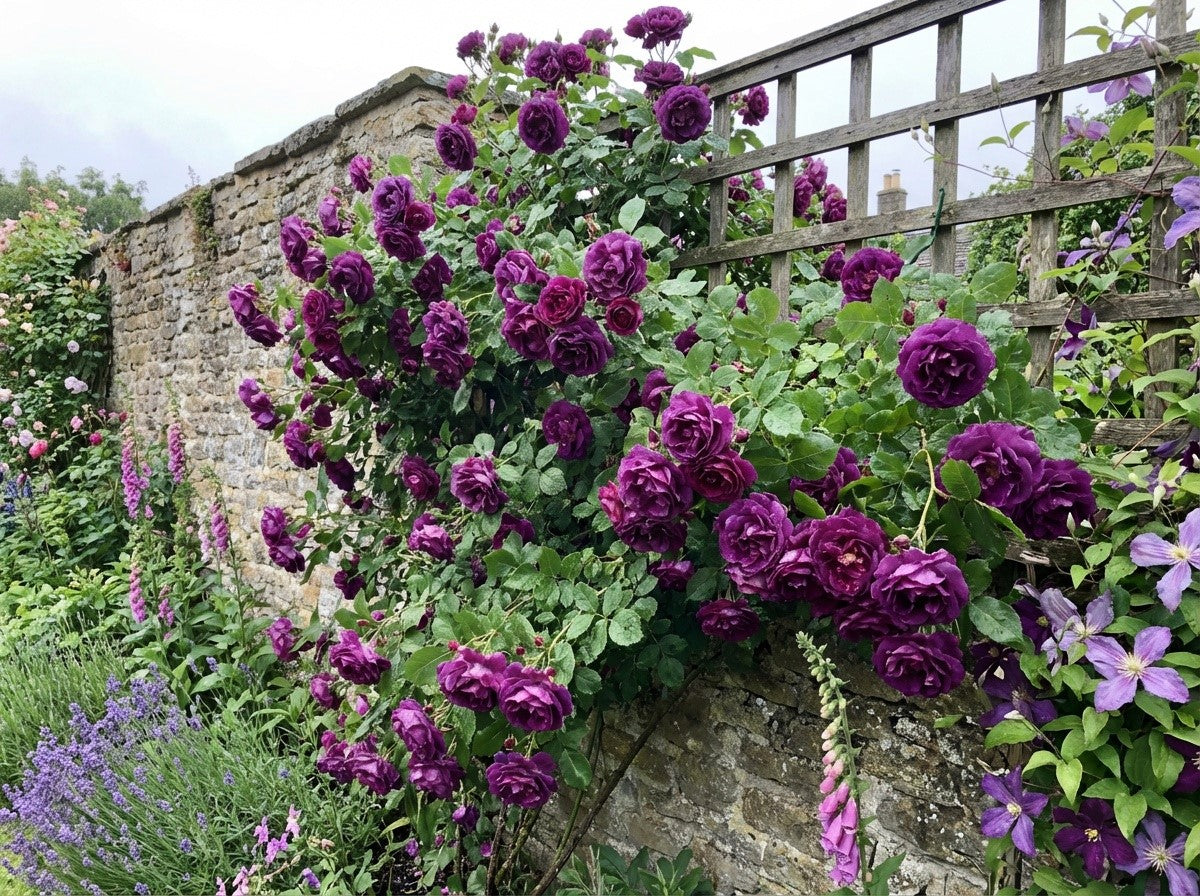 5 PURPLE CLIMBING ROSE Rosa Bush Vine Climber Fragrant Butterfly Flower Seeds