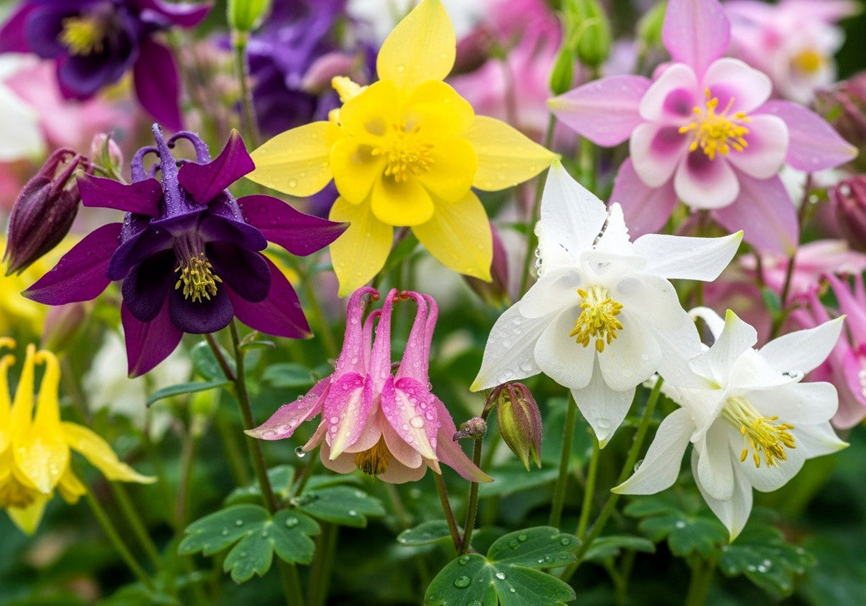 100 DWARF COLUMBINE MIX Aquilegia Vulgaris Mixed Colors Flower Seeds