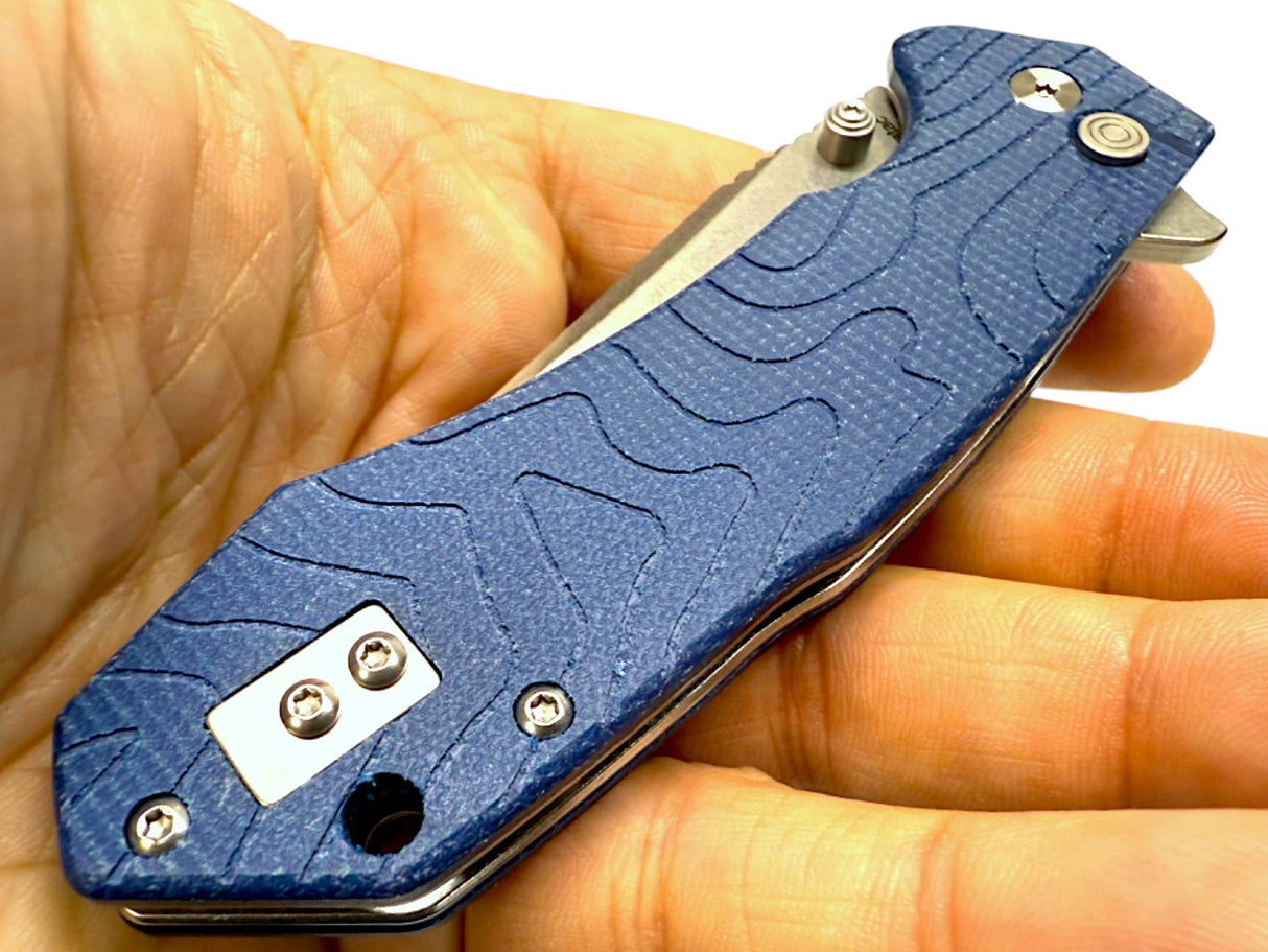 Mighty Blue G10 - Topo-Trekker D2 Pocket Knife By Maratac®