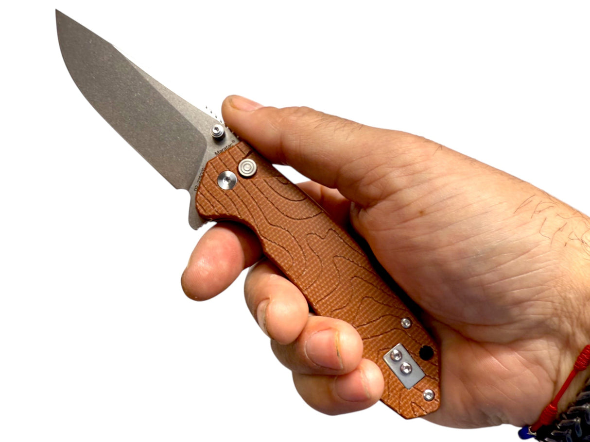 Coyote Terra G10 - Topo-Trekker D2 Pocket Knife By Maratac® ( NEW )