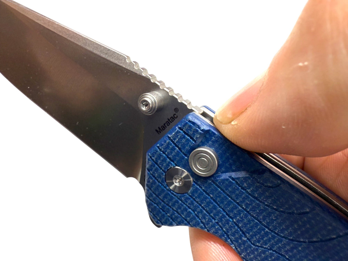 Mighty Blue G10 - Topo-Trekker D2 Pocket Knife By Maratac®