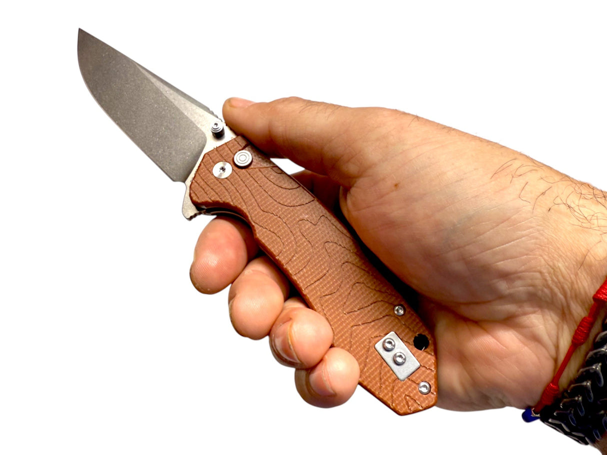 Coyote Terra G10 - Topo-Trekker D2 Pocket Knife By Maratac® ( NEW )