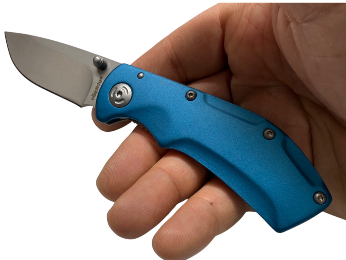 2.55" - Fox Edge Pop Smoke Frame Lock Knife Blue Aluminum - Cobalt Blue 🔥 Blow Out Deal 🔥