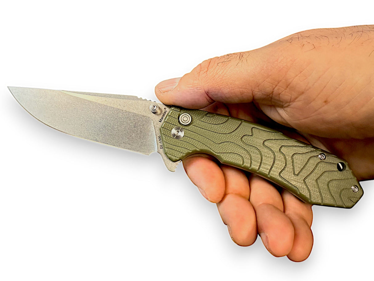 OD Green G10 - Topo-Trekker D2 Pocket Knife By Maratac®