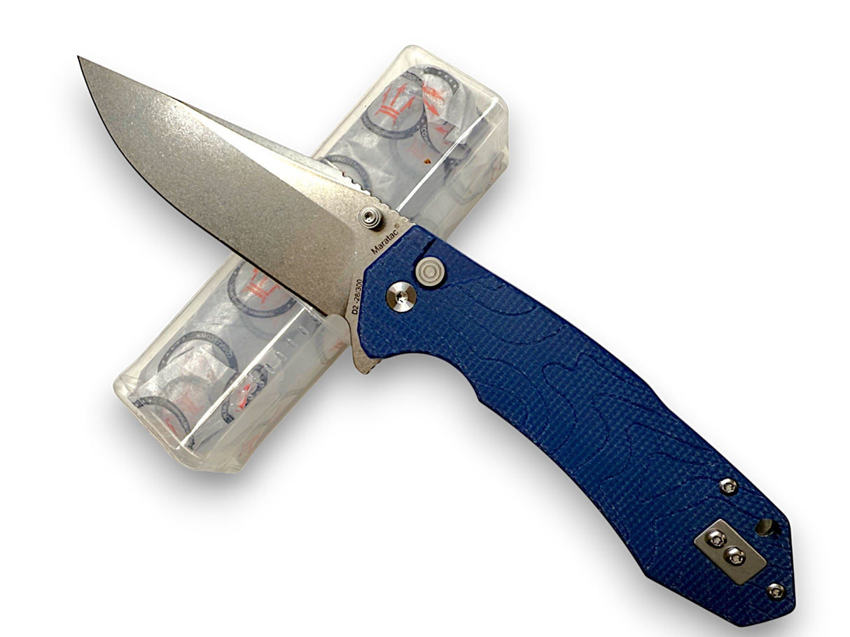 Mighty Blue G10 - Topo-Trekker D2 Pocket Knife By Maratac®